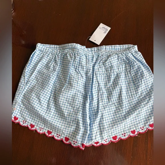 NWT Erica Wilson Blue Gingham Scallop Hem Shorts - Picture 4 of 4